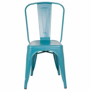 Dining Chairs |   Highland Commercial Grade Metal Dining Chair, Frosted Teal (Set Of 4) Chairs Chairs