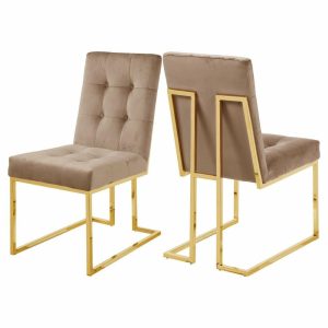 Dining Chairs |   Pierre Velvet Upholstered Dining Chair (Set Of 2), Beige Chairs Chairs