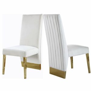 Dining Chairs |   The Cairo Dining Chair, Set Of 2, Cream Velvet, Gold Legs Dining Chairs Dining Chairs