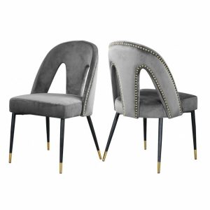 Dining Chairs |   The Roxy Dining Chair, Gray, Velvet (Set Of 2) Chairs Chairs