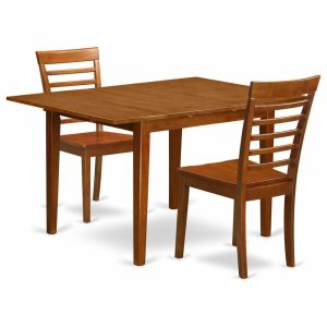 Dining Sets |   3 Pc Set Milan Offering Leaf And 2 Hard Wood Kitchen Chairs In Saddle Brown Dining Sets Dining Sets