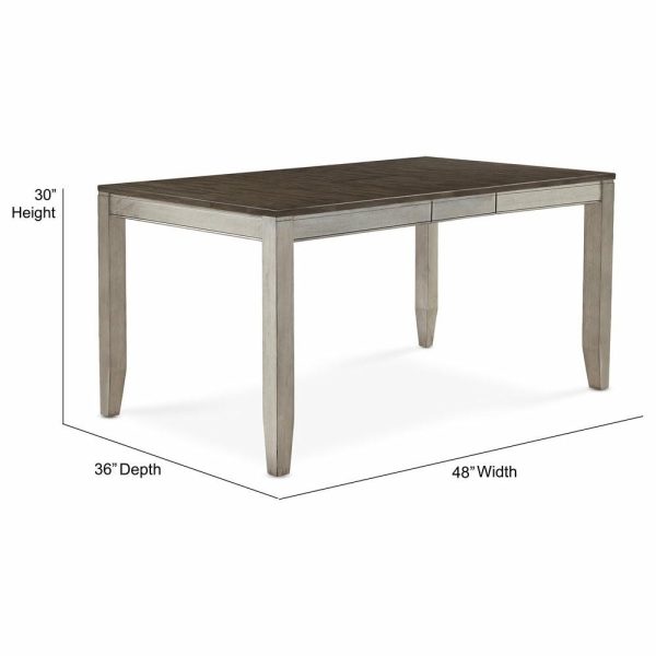 Dining Tables |   Abacus Two-Tone Smokey Alabaster And Brown Dining Table With 12-Inch Leaf Dining Tables Dining Tables