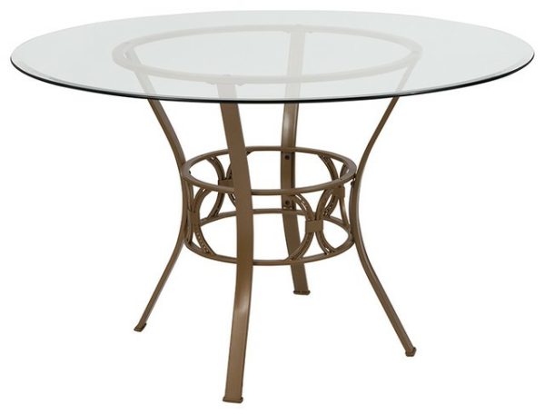 Dining Tables |   Carlisle 48” Round Glass Dining Table With Matte Gold Metal Frame Dining Tables Dining Tables