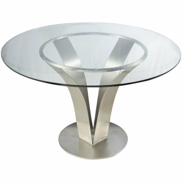 Dining Tables |   Cleo Dining Table, Stainless Steel With Clear Tempered Glass Dining Tables Dining Tables