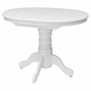 Dining Tables |   Corliving Dillon Extendable Oval Pedestal Table With 12″ Leaf, White Dining Tables Dining Tables