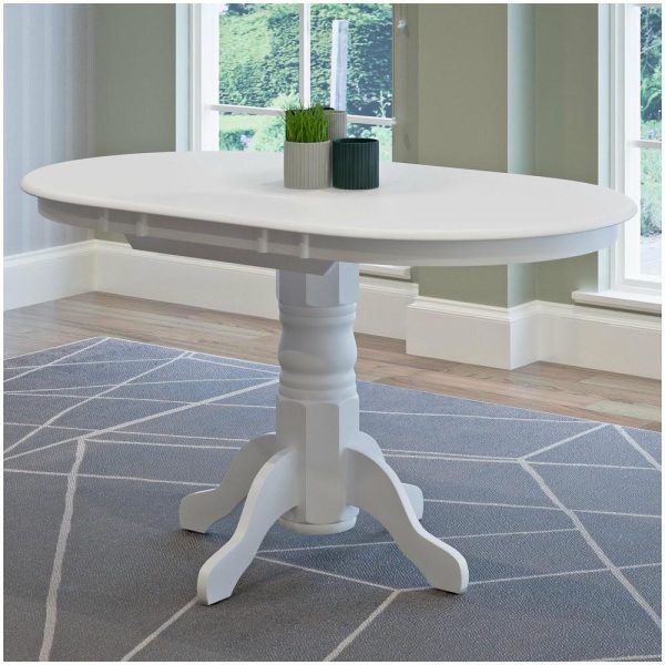 Dining Tables |   Corliving Dillon Extendable Oval Pedestal Table With 12″ Leaf, White Dining Tables Dining Tables