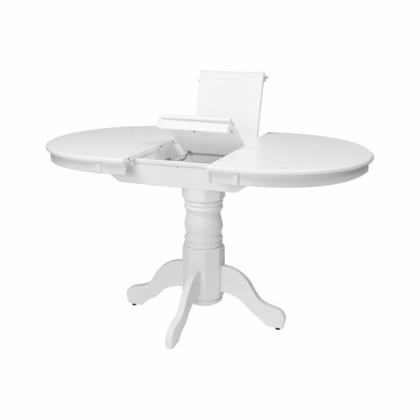 Dining Tables |   Corliving Dillon Extendable Oval Pedestal Table With 12″ Leaf, White Dining Tables Dining Tables