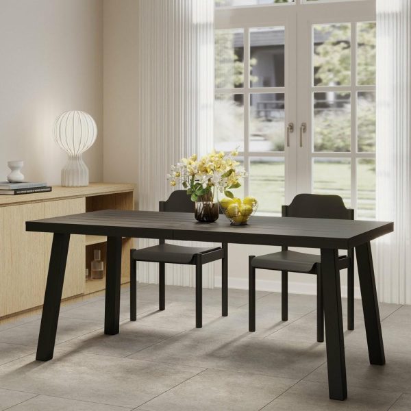 Dining Tables |   Daria Natural Stained Acacia Wood Dining Table, Black Dining Tables Dining Tables