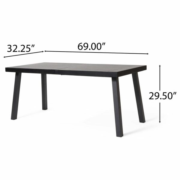 Dining Tables |   Daria Natural Stained Acacia Wood Dining Table, Black Dining Tables Dining Tables