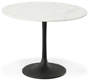 Dining Tables |   Enzo 40″ Round Marble Top Dining Table – White Top – Black Base Dining Tables Dining Tables