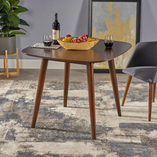 Dining Tables |   Gdf Studio Bass Mid Century Modern Square Faux Wood Dining Table, Walnut Dining Tables Dining Tables