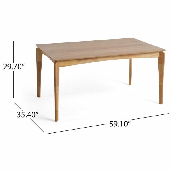 Dining Tables |   Gdf Studio Grace Mid-Century 6-Seater Rubberwood With Walnut Veneer Dining Table, Natural Oak Dining Tables Dining Tables