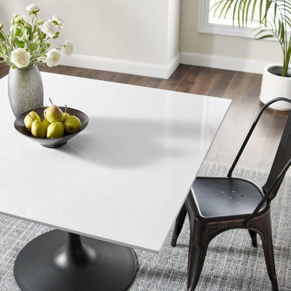 Dining Tables |   Lippa 47″ Square Wood Top Dining Table Black White Dining Tables Dining Tables