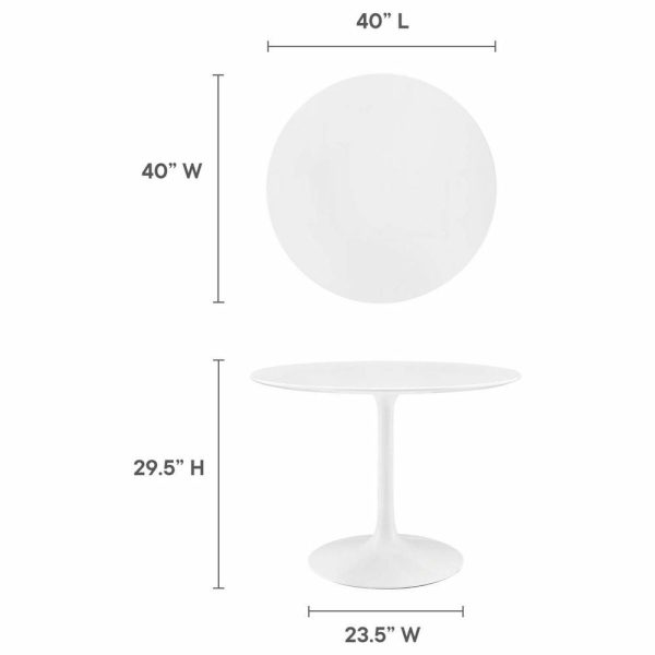 Dining Tables |   Lippa Round Wood Top Dining Table, White, 40″ Dining Tables Dining Tables