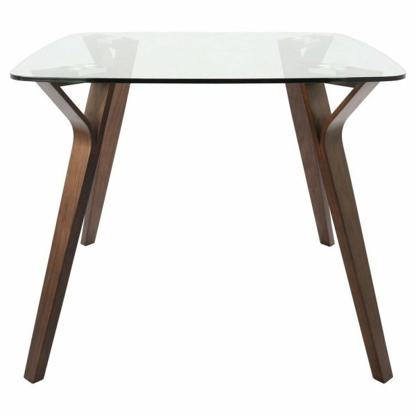 Dining Tables |   Lumisource Folia Dining Table, Walnut, Walnut, Clear Glass Dining Tables Dining Tables