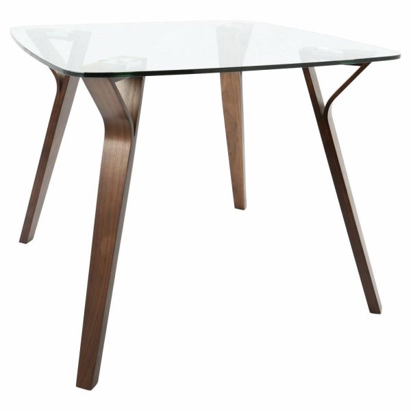 Dining Tables |   Lumisource Folia Dining Table, Walnut, Walnut, Clear Glass Dining Tables Dining Tables