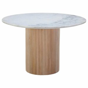 Dining Tables |   Modrest Cambridge White Marble And Mango Round Dining Table Dining Tables Dining Tables