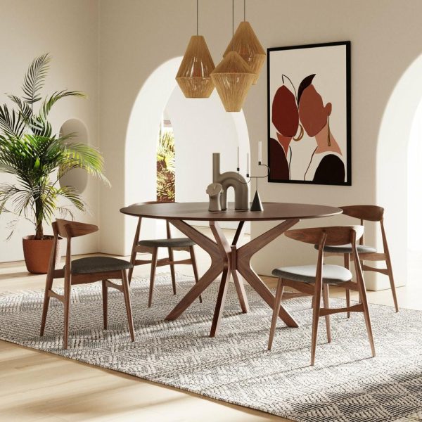 Dining Tables |   Modrest Prospect Modern Large Round Walnut Dining Table Dining Tables Dining Tables