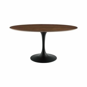 Dining Tables |   Modway Lippa 60″ Oval Veneer And Mdf Dining Table In Black/Walnut Dining Tables Dining Tables