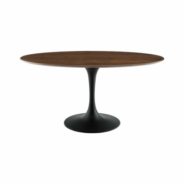 Dining Tables |   Modway Lippa 60″ Oval Veneer And Mdf Dining Table In Black/Walnut Dining Tables Dining Tables