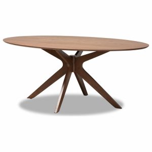 Dining Tables |   Monte Mid-Century Brown Finished Wood 71-Inch Oval Dining Table Dining Tables Dining Tables