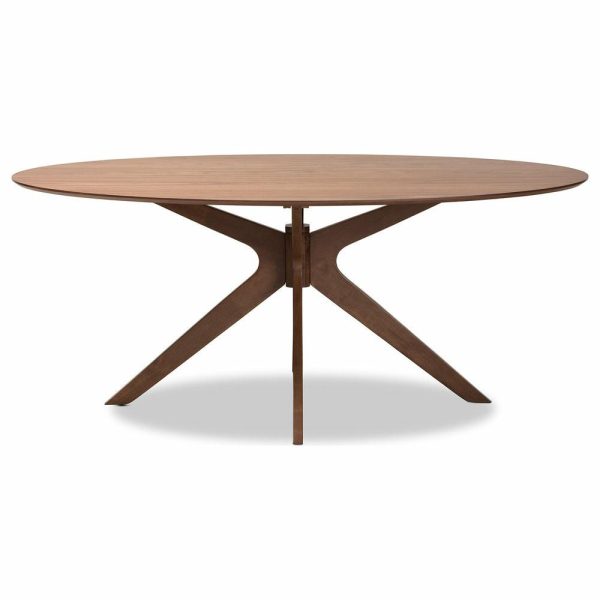 Dining Tables |   Monte Mid-Century Brown Finished Wood 71-Inch Oval Dining Table Dining Tables Dining Tables