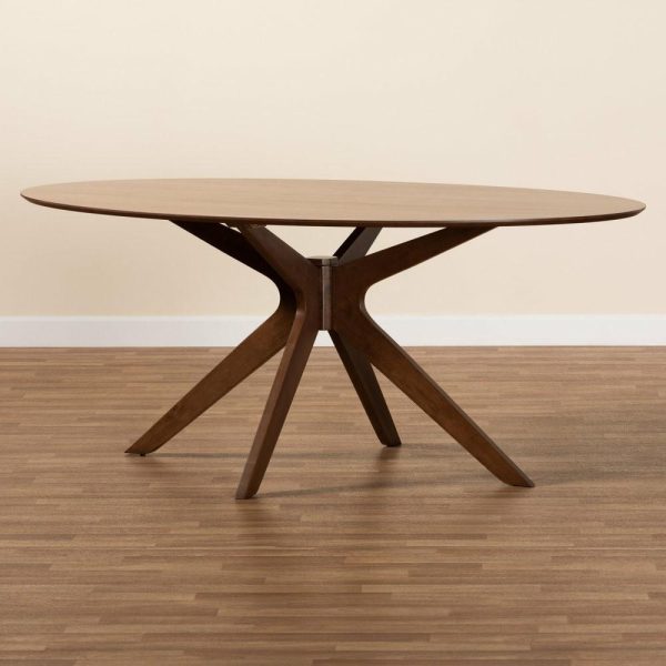 Dining Tables |   Monte Mid-Century Brown Finished Wood 71-Inch Oval Dining Table Dining Tables Dining Tables