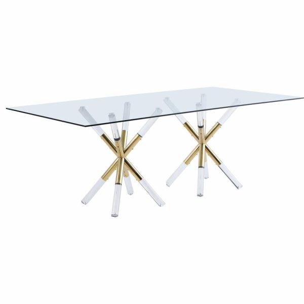 Dining Tables |   The Helios Dining Table, 48″, Modern, Rectangular Glass Top Dining Tables Dining Tables