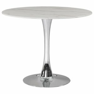 Dining Tables |   The Luna Dining Table, 36″, Chrome, Midcentury, Round Dining Tables Dining Tables