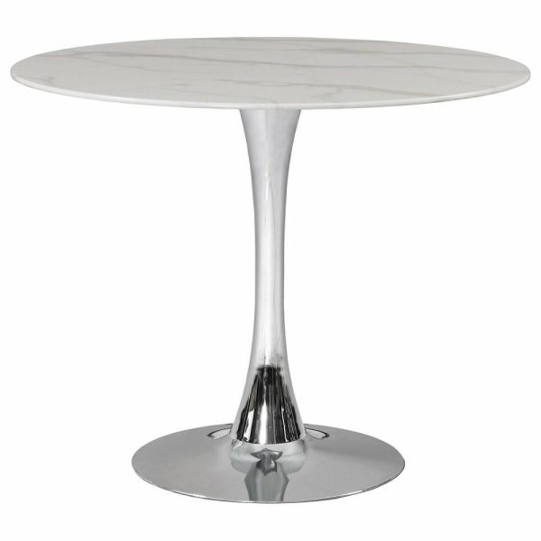 Dining Tables |   The Luna Dining Table, 36″, Chrome, Midcentury, Round Dining Tables Dining Tables