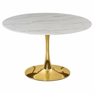 Dining Tables |   The Luna Dining Table, 48″, Gold, Midcentury, Round Dining Tables Dining Tables