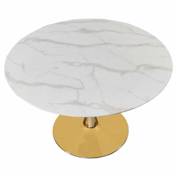 Dining Tables |   The Luna Dining Table, 48″, Gold, Midcentury, Round Dining Tables Dining Tables