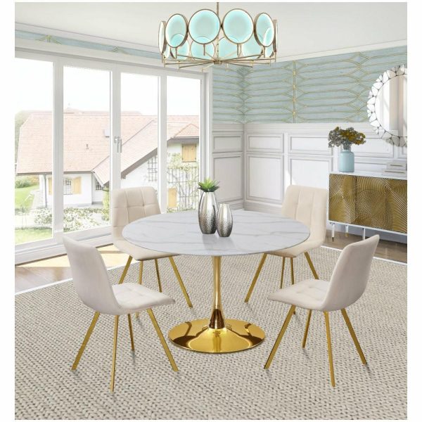 Dining Tables |   The Luna Dining Table, 48″, Gold, Midcentury, Round Dining Tables Dining Tables