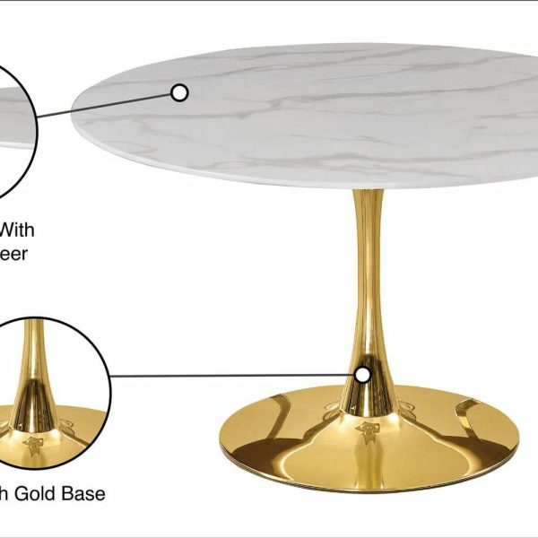 Dining Tables |   The Luna Dining Table, 48″, Gold, Midcentury, Round Dining Tables Dining Tables