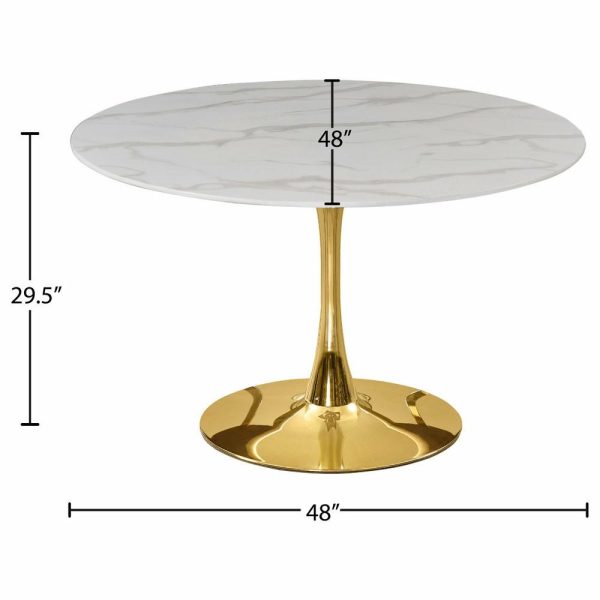 Dining Tables |   The Luna Dining Table, 48″, Gold, Midcentury, Round Dining Tables Dining Tables