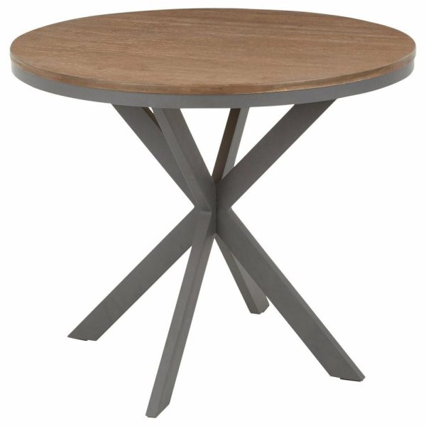 Dining Tables |   X Pedestal Dinette Table, Grey Metal, Medium Brown Bamboo Dining Tables Dining Tables