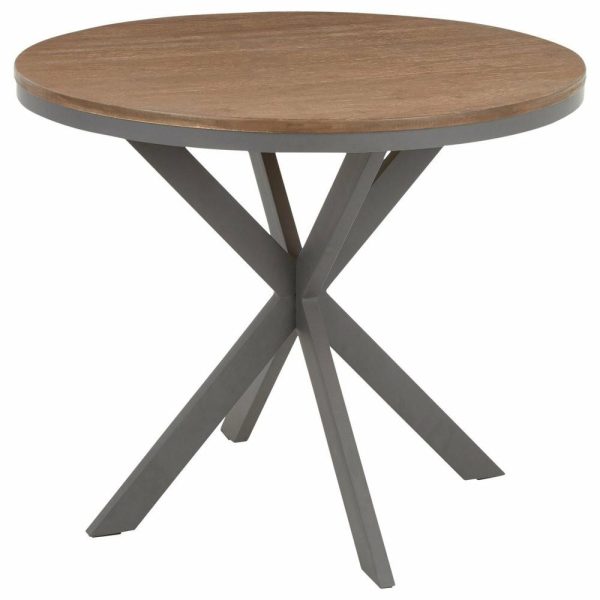 Dining Tables |   X Pedestal Dinette Table, Grey Metal, Medium Brown Bamboo Dining Tables Dining Tables