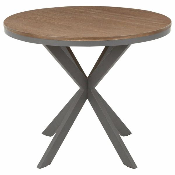 Dining Tables |   X Pedestal Dinette Table, Grey Metal, Medium Brown Bamboo Dining Tables Dining Tables