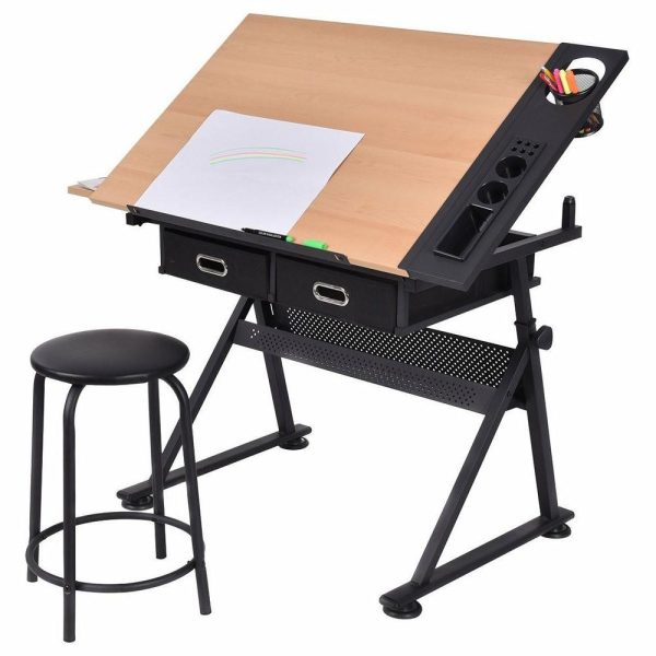 Drafting Tables |   Modern Style Adjustable Art Craft Drawing Desk With Stool Drafting Tables Drafting Tables