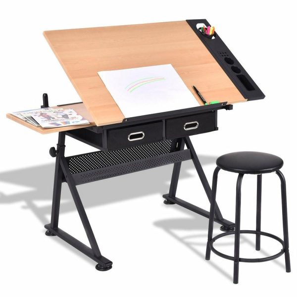 Drafting Tables |   Modern Style Adjustable Art Craft Drawing Desk With Stool Drafting Tables Drafting Tables