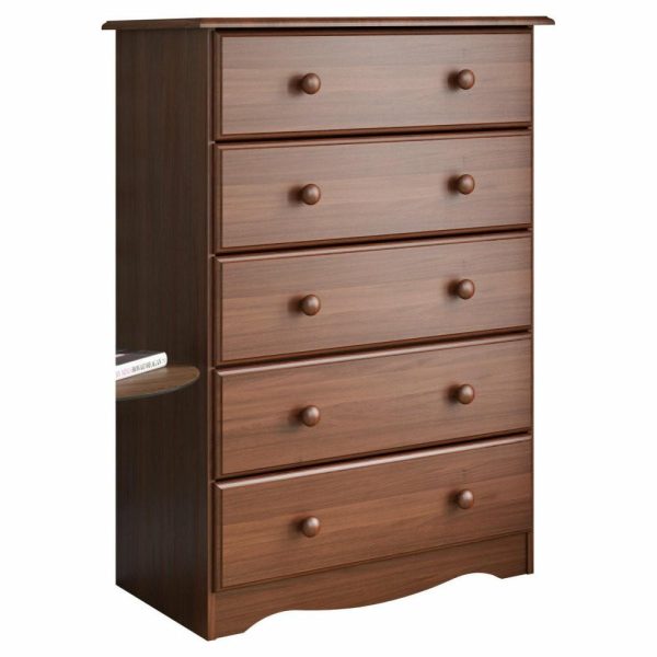 Dressers And Chests |   100% Solid Wood 5-Drawer Chest, Mocha Bedroom Dressers And Chests