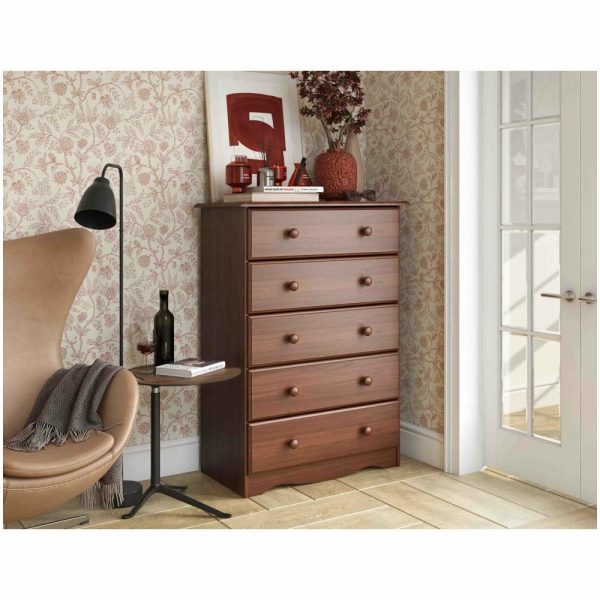 Dressers And Chests |   100% Solid Wood 5-Drawer Chest, Mocha Bedroom Dressers And Chests