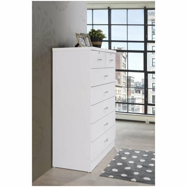 Dressers And Chests |   7-Drawer Chest With Locks On 2-Top Drawers, White Bedroom Dressers And Chests