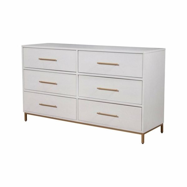 Dressers And Chests |   Alpine Furniture Madelyn Six Drawer Wood Dresser In White Bedroom Dressers And Chests