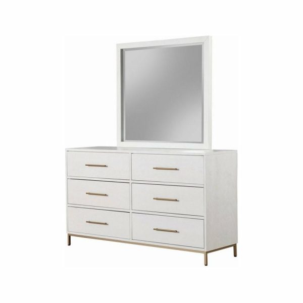 Dressers And Chests |   Alpine Furniture Madelyn Six Drawer Wood Dresser In White Bedroom Dressers And Chests