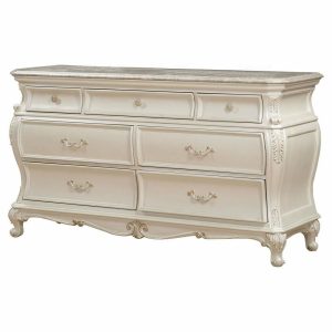 Dressers And Chests |   Chantelle Dresser With Granite Top, Pearl White Bedroom Dressers And Chests