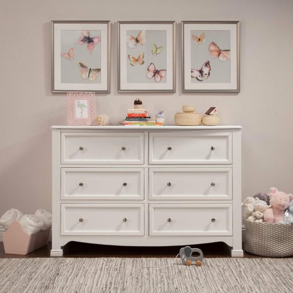 Dressers And Chests |   Kalani 6-Drawer Double Wide Dresser, White Bedroom Dressers And Chests