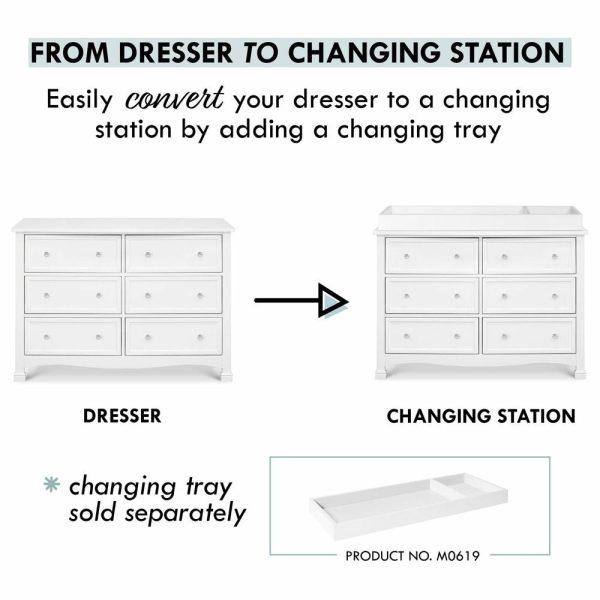 Dressers And Chests |   Kalani 6-Drawer Double Wide Dresser, White Bedroom Dressers And Chests