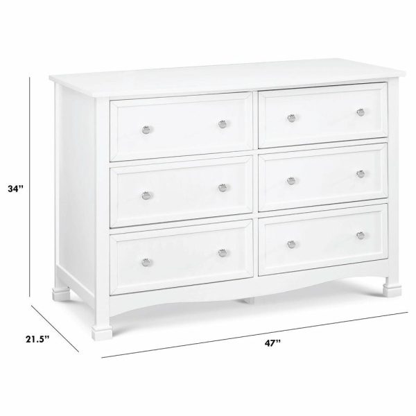 Dressers And Chests |   Kalani 6-Drawer Double Wide Dresser, White Bedroom Dressers And Chests