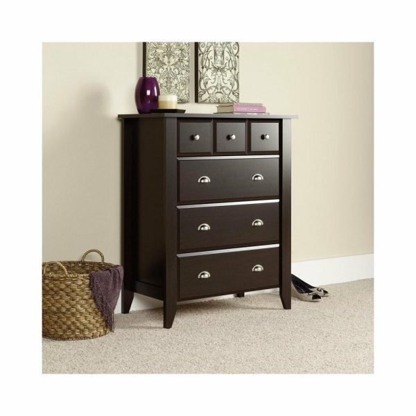 Dressers And Chests |   Sauder Shoal Creek Engineered Wood 4 Drawer Chest In Jamocha Wood Bedroom Dressers And Chests